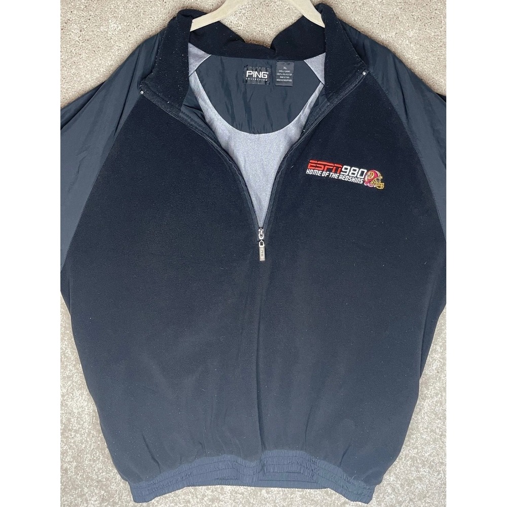 Washington Redskins Ping Pullover Mens XL Black ESPN 980 Fleece 1/4 Zip